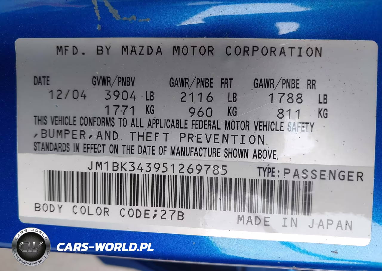 2005 Mazda Mazda3 S VIN:JM1BK343951269785 - 9