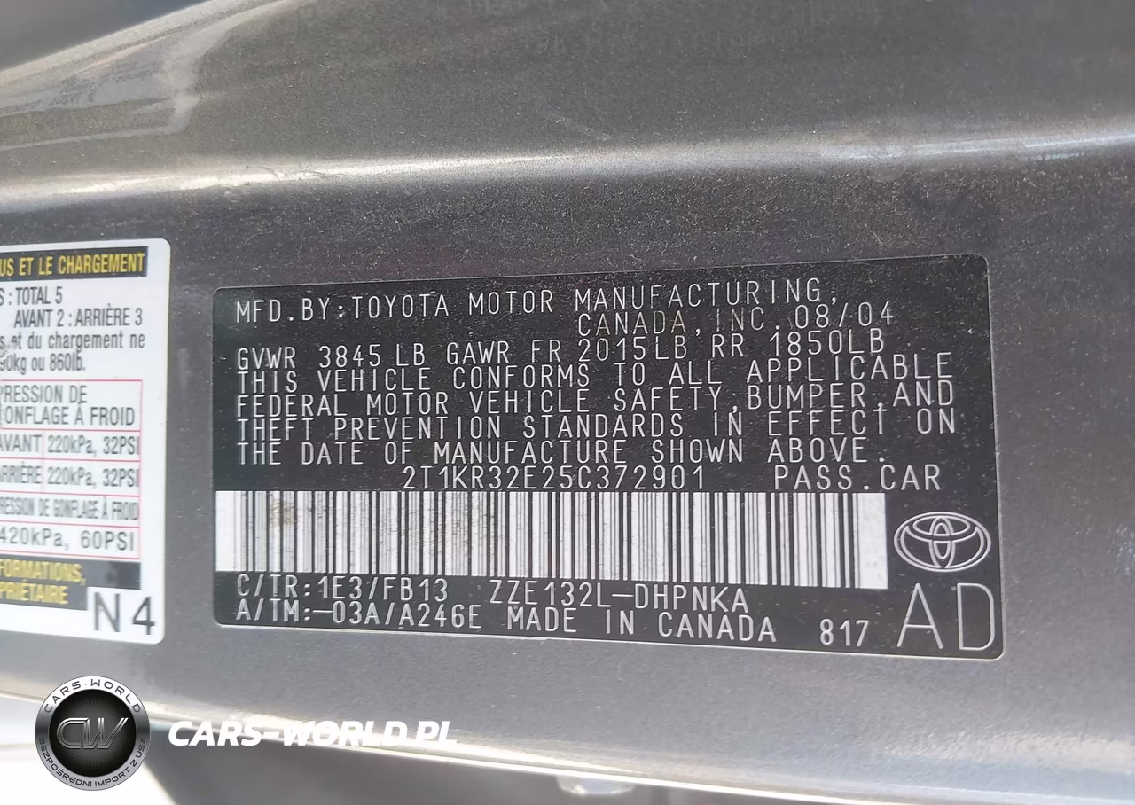 2005 Toyota Matrix Xr VIN:2T1KR32E25C372901 - 9