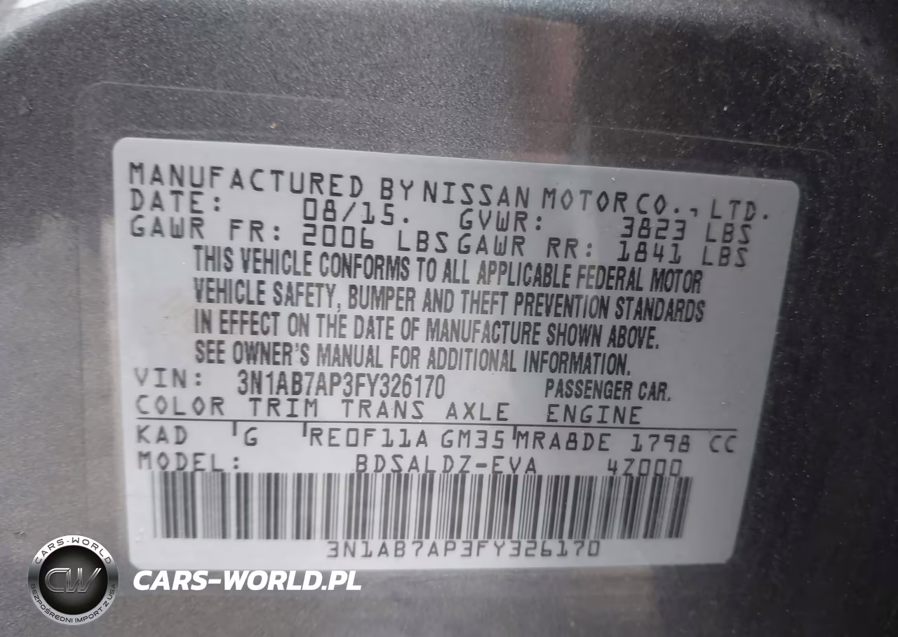 2015 Nissan Sentra Sv VIN:3N1AB7AP3FY326170 - 9