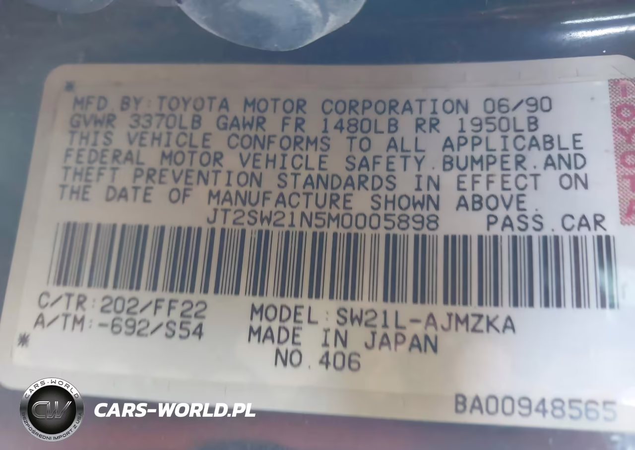 1991 Toyota Mr2 Sport Roof VIN:JT2SW21N5M0005898 - 9