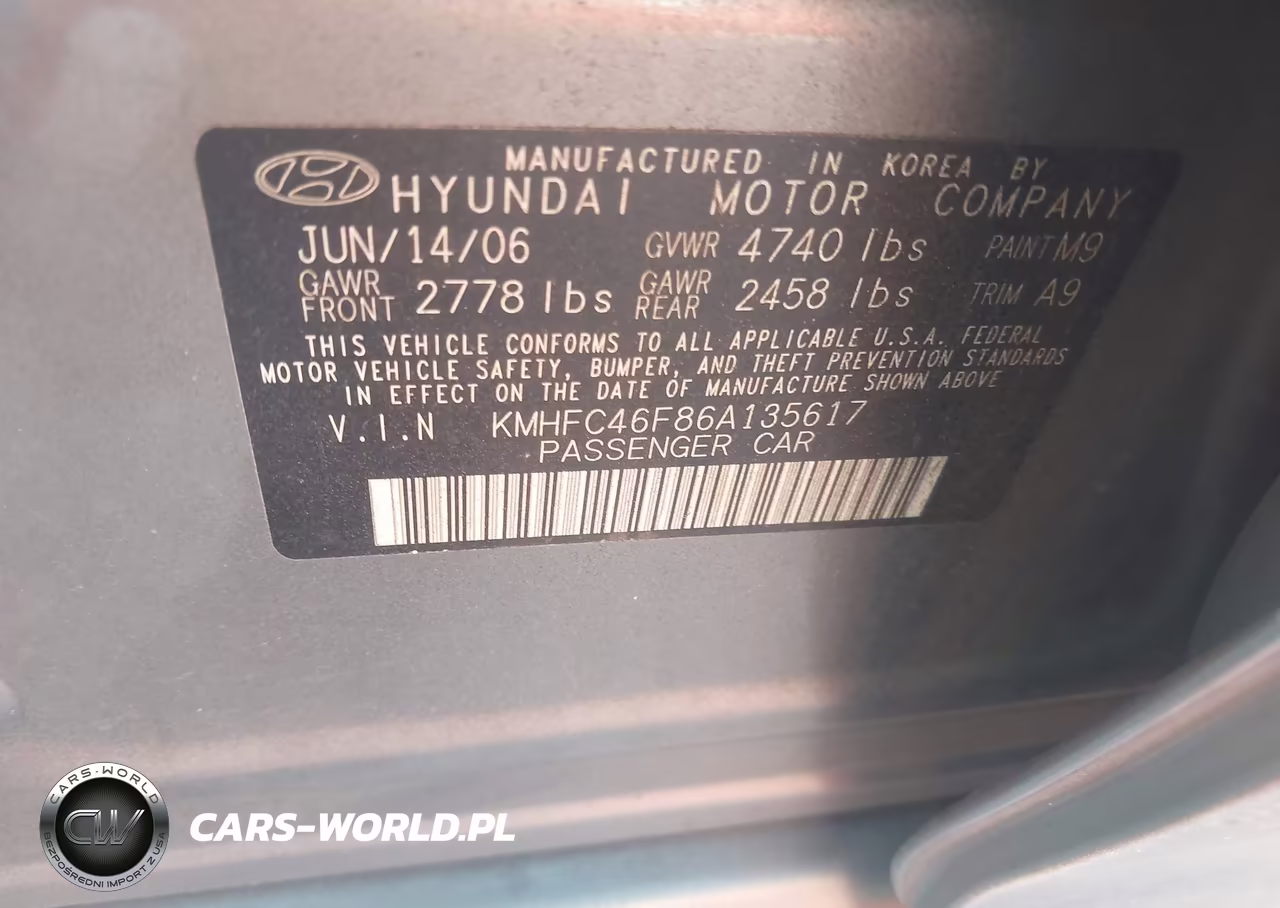 2006 Hyundai Azera Limited-Se VIN:KMHFC46F86A135617 - 9