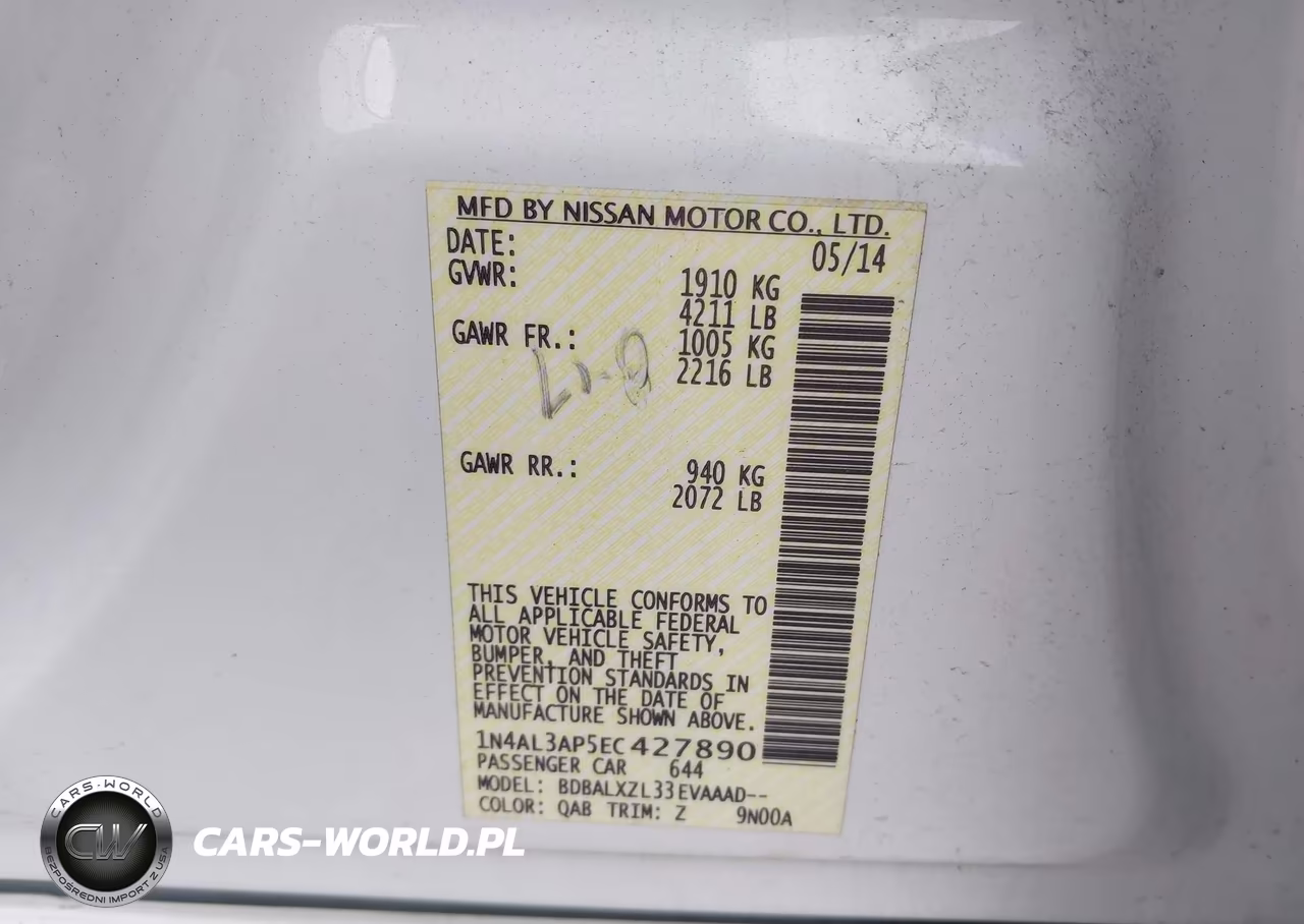 2014 Nissan Altima 2.5 Sl VIN:1N4AL3AP5EC427890 - 9