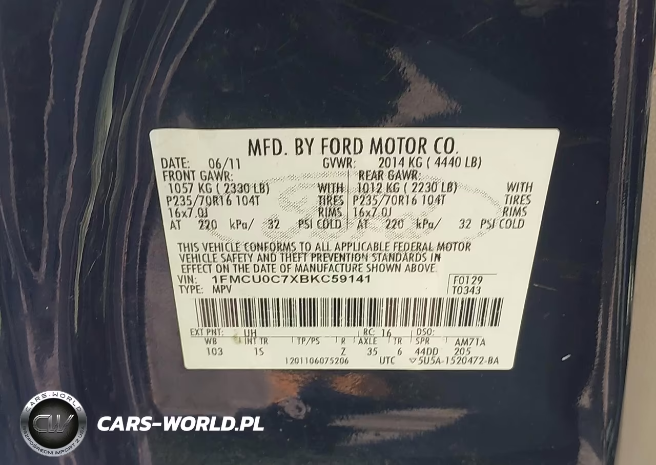 2011 Ford Escape Xls VIN:1FMCU0C7XBKC59141 - 9