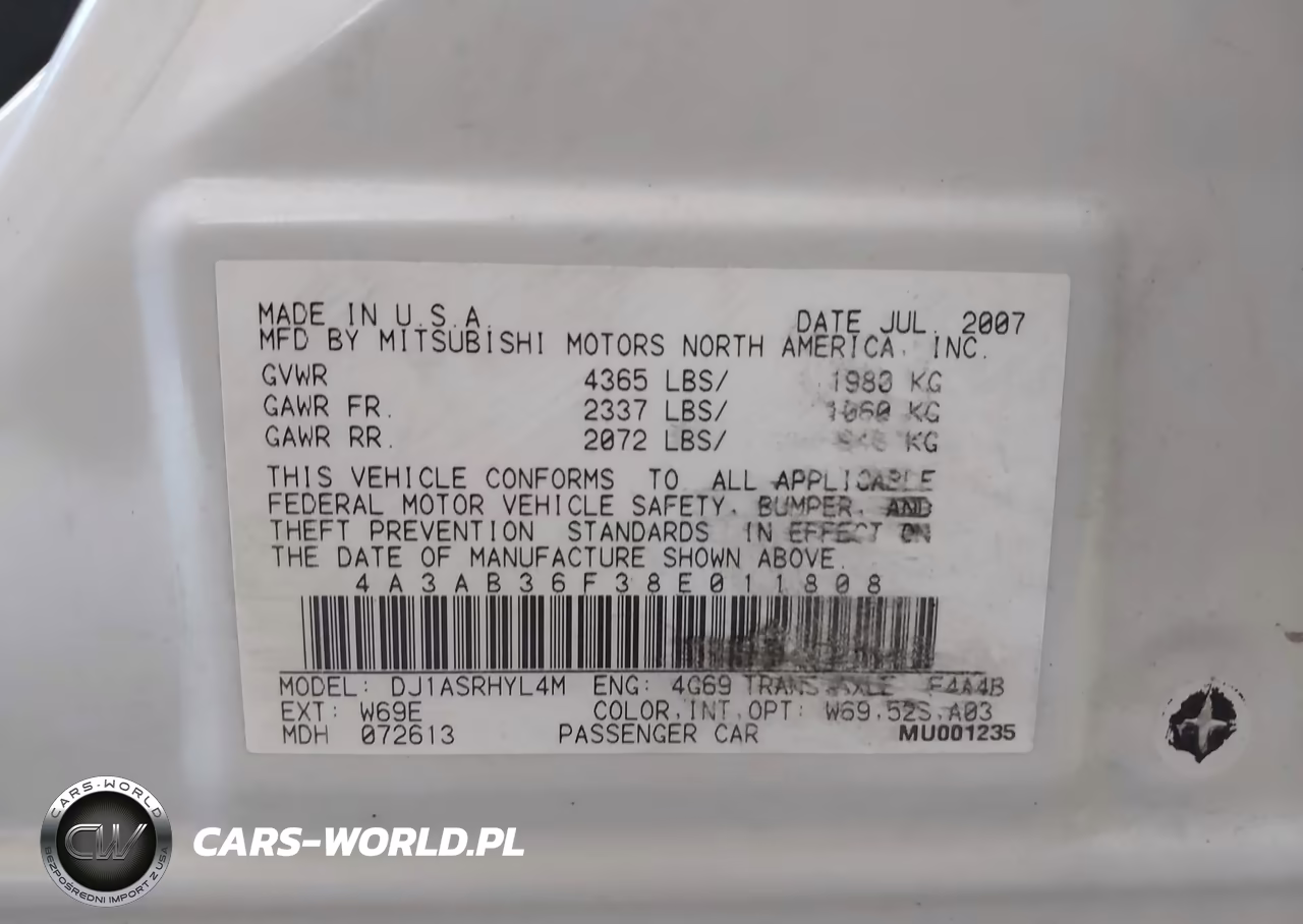 2008 Mitsubishi Galant Es VIN:4A3AB36F38E011808 - 9