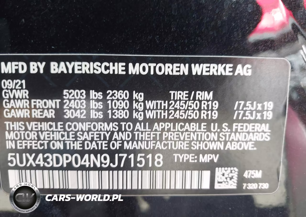 2022 BMW X3 Sdrive30I VIN:5UX43DP04N9J71518 - 9