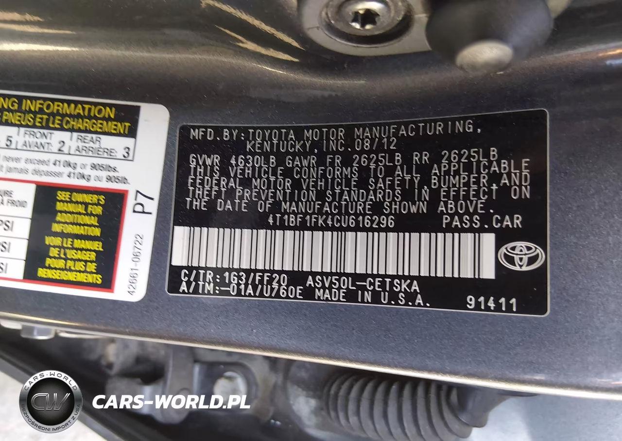 2012 Toyota Camry Se VIN:4T1BF1FK4CU616296 - 9