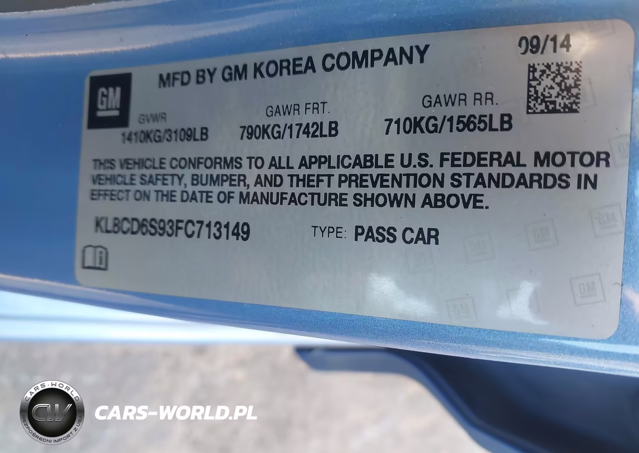 2015 Chevrolet Spark 1Lt Cvt VIN:KL8CD6S93FC713149 - 9