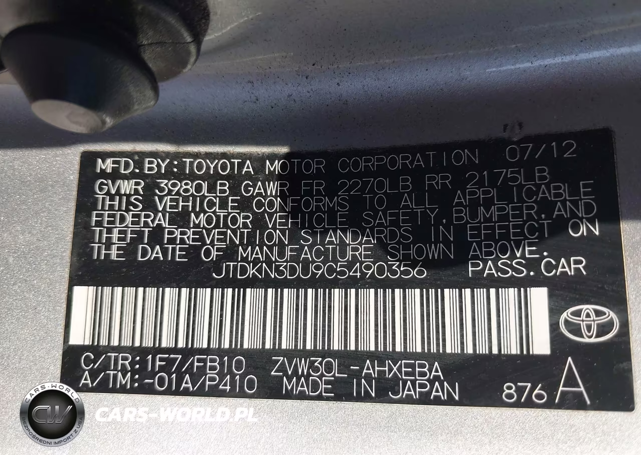2012 Toyota Prius Two VIN:JTDKN3DU9C5490356 - 9