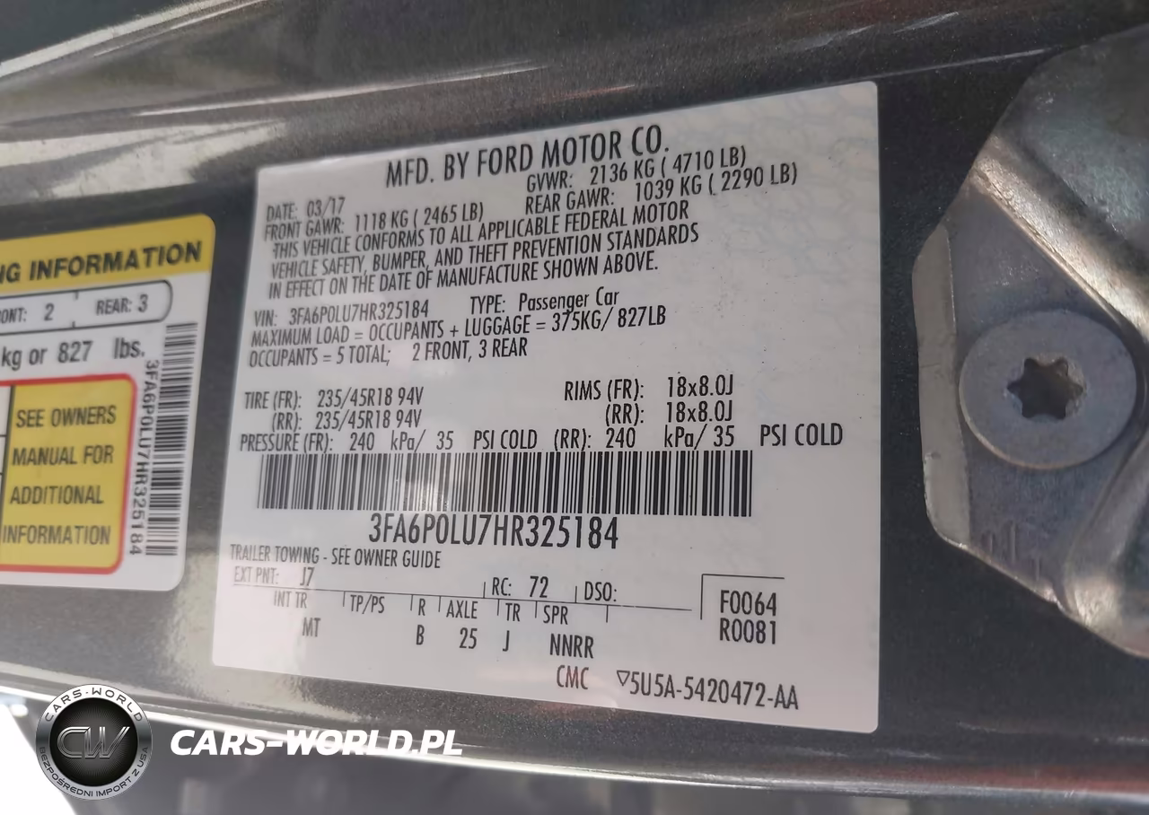 2017 Ford Fusion Hybrid Se VIN:3FA6P0LU7HR325184 - 9