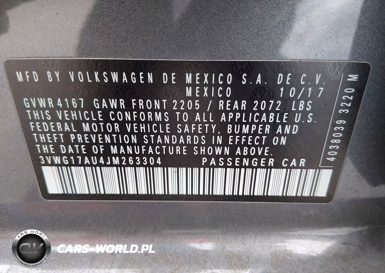 2018 Volkswagen Golf Tsi S-Tsi Se VIN:3VWG17AU4JM263304 - 9