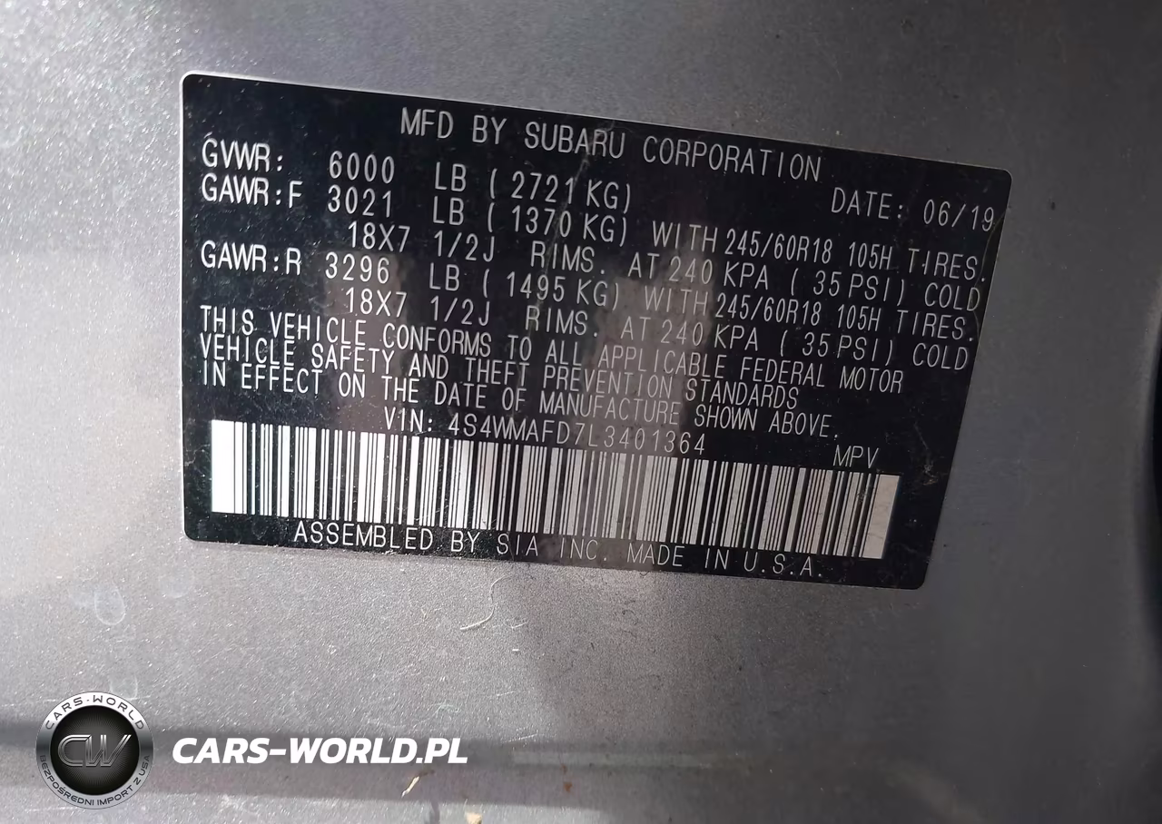 2020 Subaru Ascent Premium VIN:4S4WMAFD7L3401364 - 9