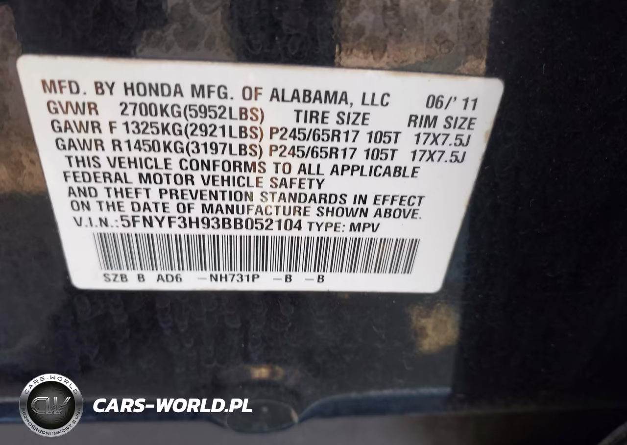 2011 Honda Pilot Touring VIN:5FNYF3H93BB052104 - 9