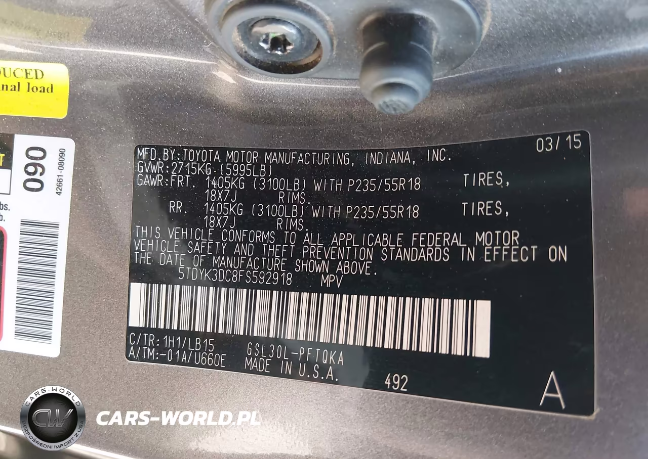 2015 Toyota Sienna Limited Premium 7 Passenger VIN:5TDYK3DC8FS592918 - 9