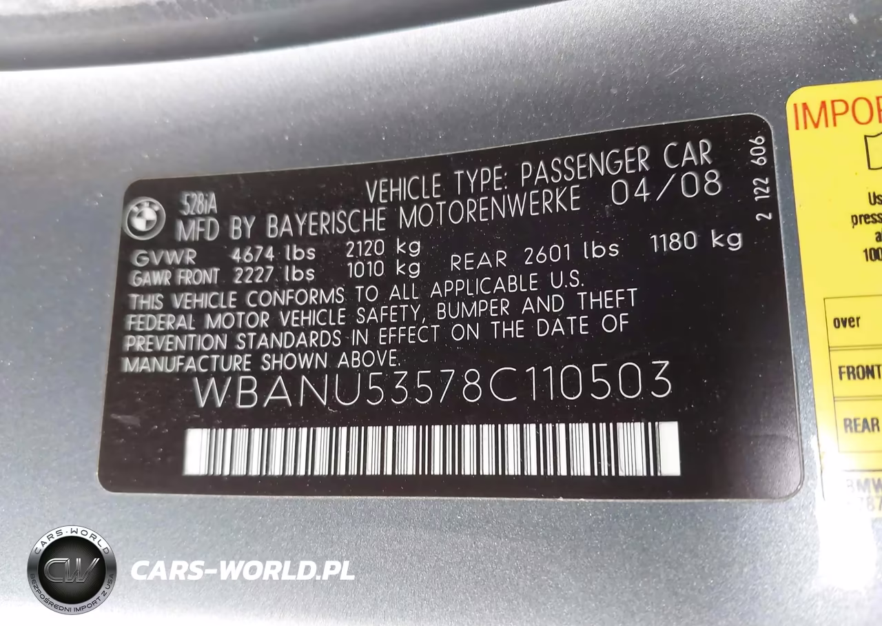 2008 BMW 528I VIN:WBANU53578C110503 - 12
