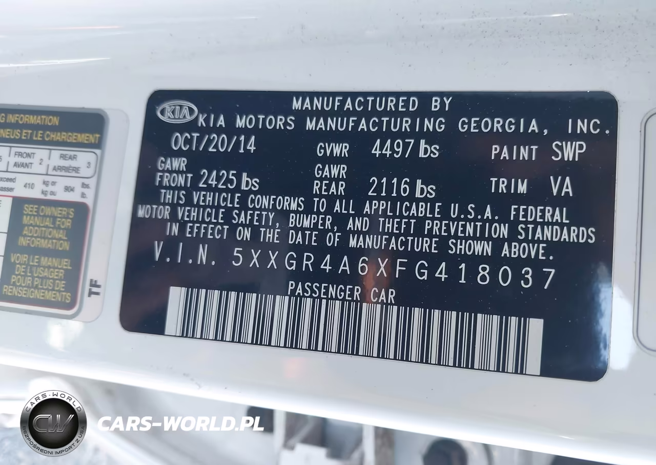 2015 Kia Optima Sxl Turbo VIN:5XXGR4A6XFG418037 - 9