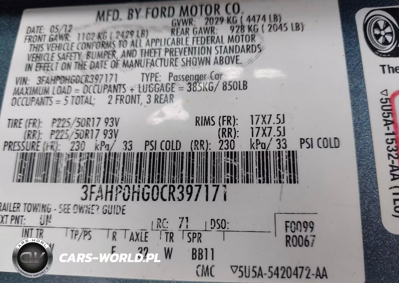 2012 Ford Fusion Se VIN:3FAHP0HG0CR397171 - 9