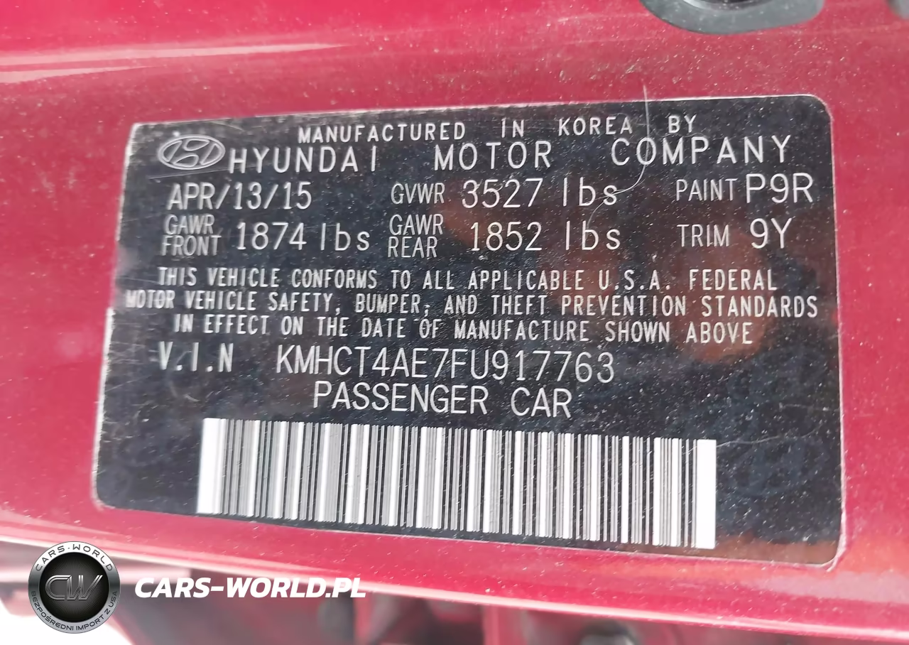 2015 Hyundai Accent Gls VIN:KMHCT4AE7FU917763 - 9