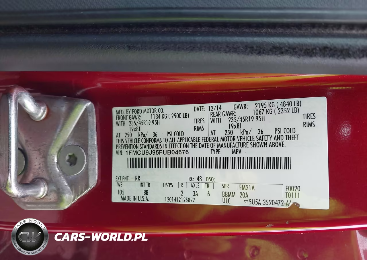 2015 Ford Escape Titanium VIN:1FMCU9J95FUB04676 - 9