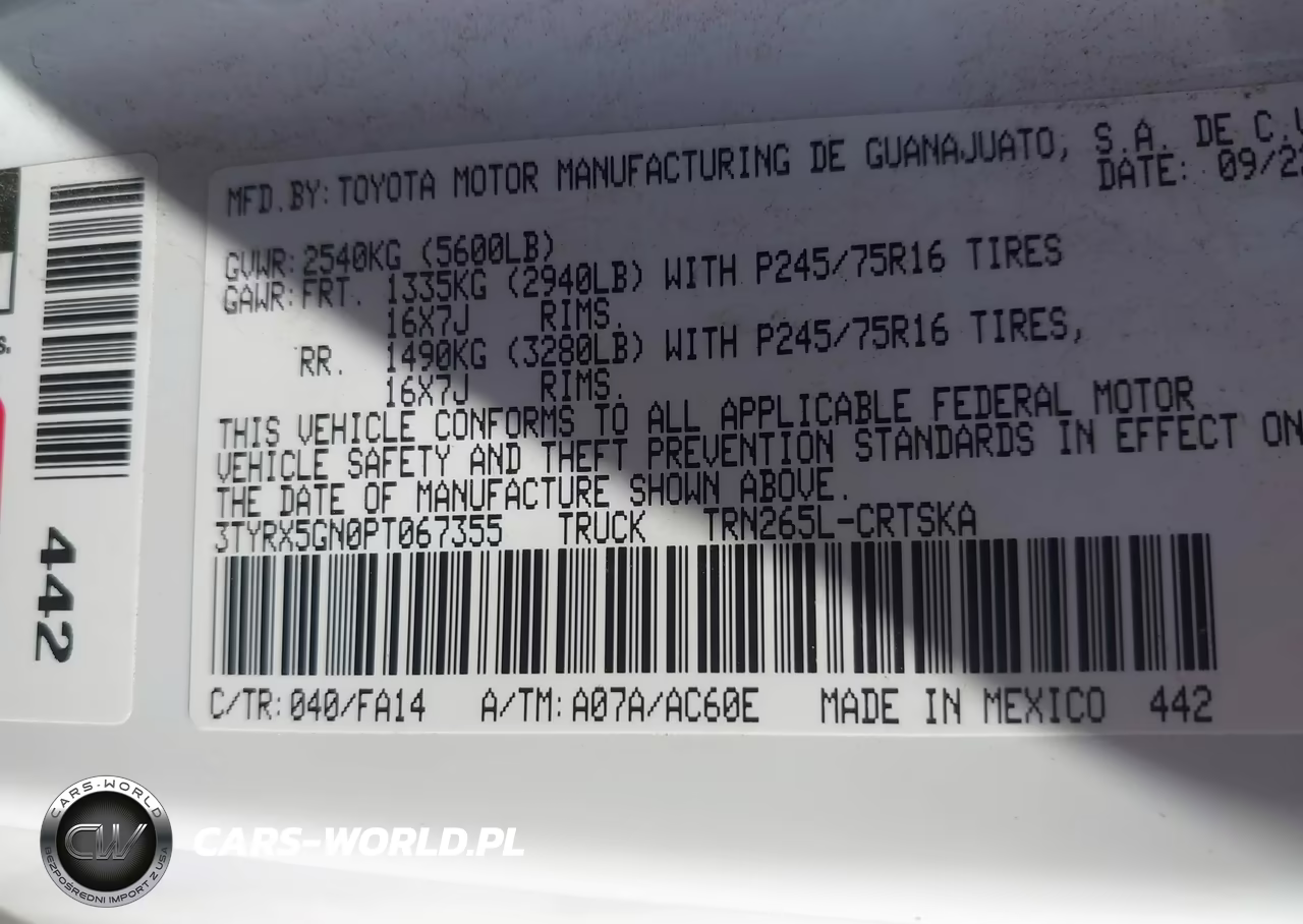 2023 Toyota Tacoma 2Wd Sr VIN:3TYRX5GN0PT067355 - 9