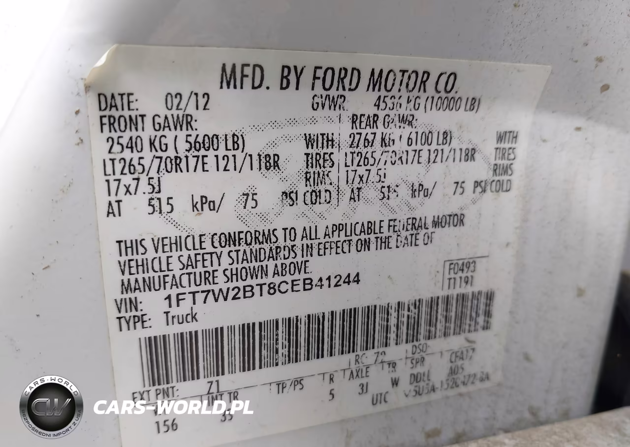2012 Ford F-250 Xlt VIN:1FT7W2BT8CEB41244 - 9