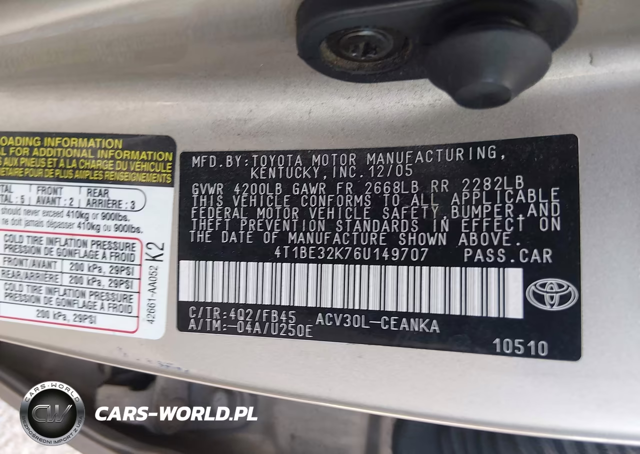 2006 Toyota Camry Le VIN:4T1BE32K76U149707 - 9