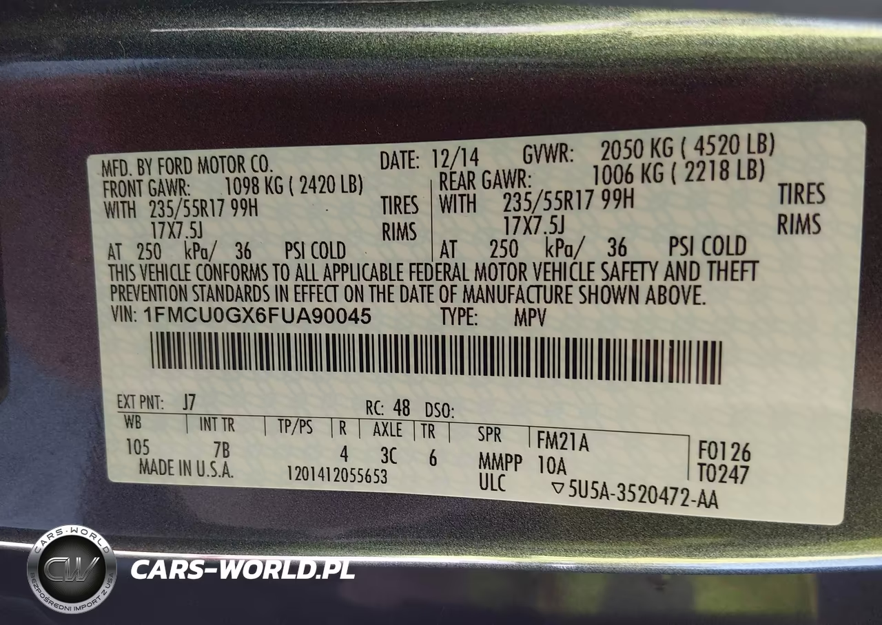 2015 Ford Escape Se VIN:1FMCU0GX6FUA90045 - 9