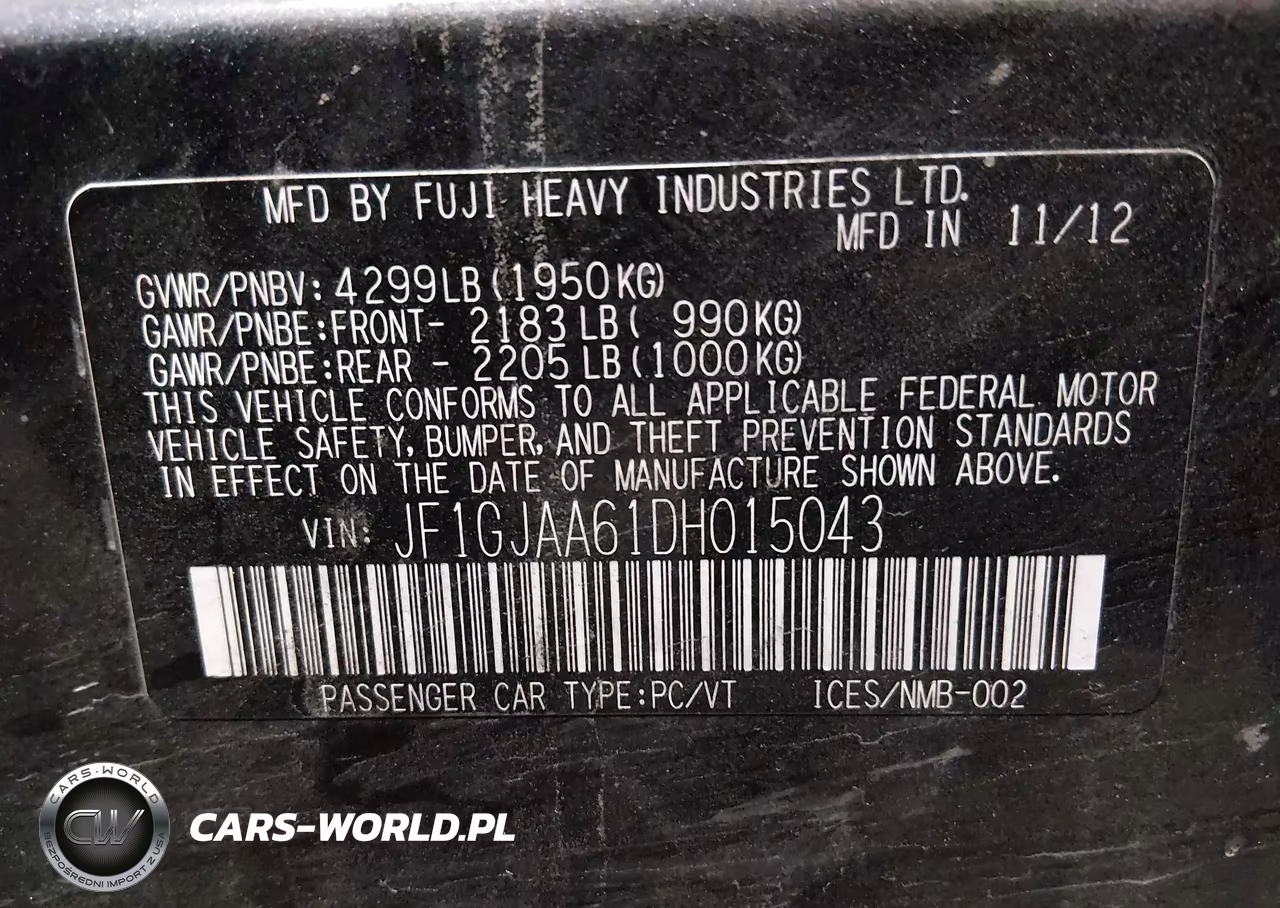 2013 Subaru Impreza 2.0I VIN:JF1GJAA61DH015043 - 9