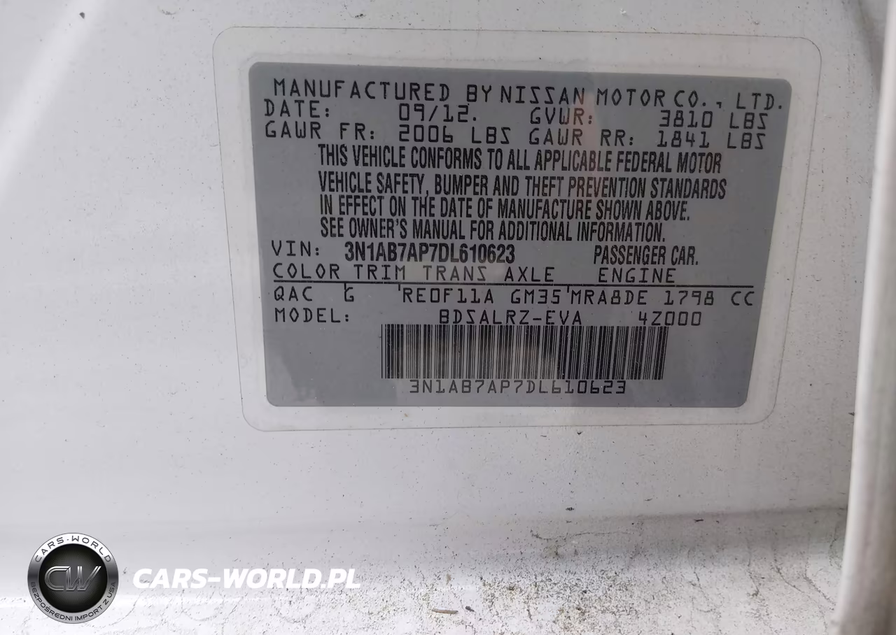 2013 Nissan Sentra Sr VIN:3N1AB7AP7DL610623 - 9