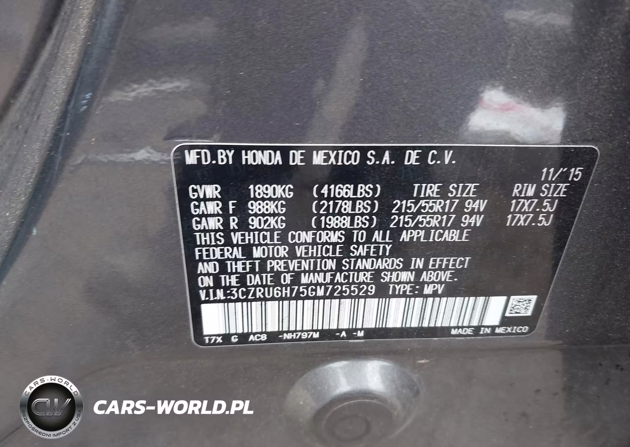 2016 Honda Hr-V Ex-L VIN:3CZRU6H75GM725529 - 9