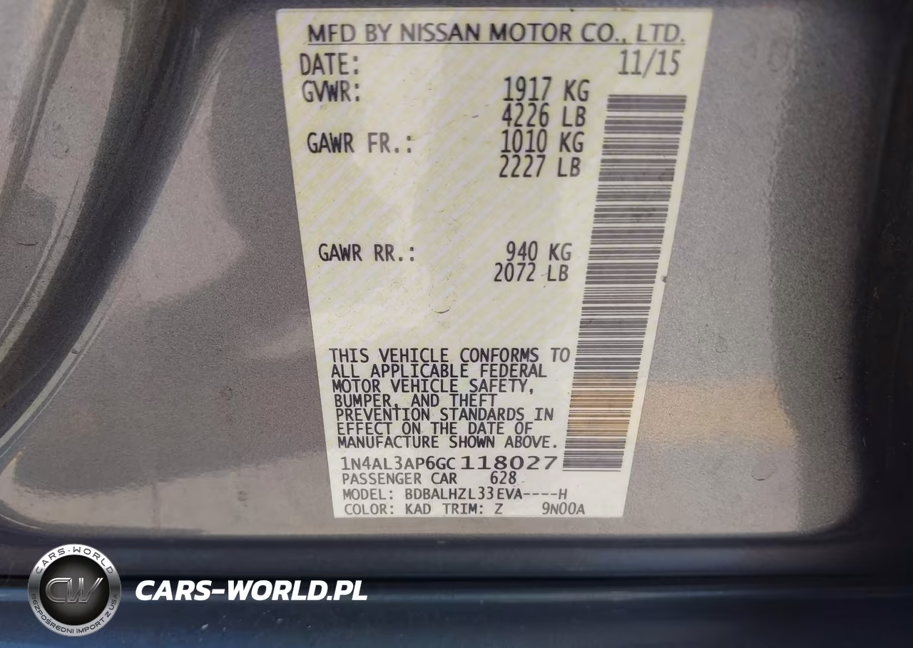 2016 Nissan Altima 2.5 Sr VIN:1N4AL3AP6GC118027 - 9