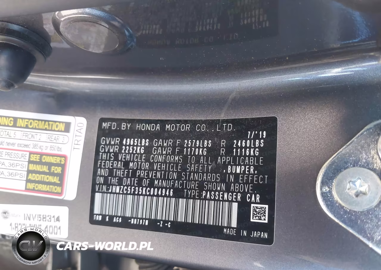 2019 Honda Clarity Plug-In Hybrid Touring VIN:JHMZC5F35KC004946 - 9