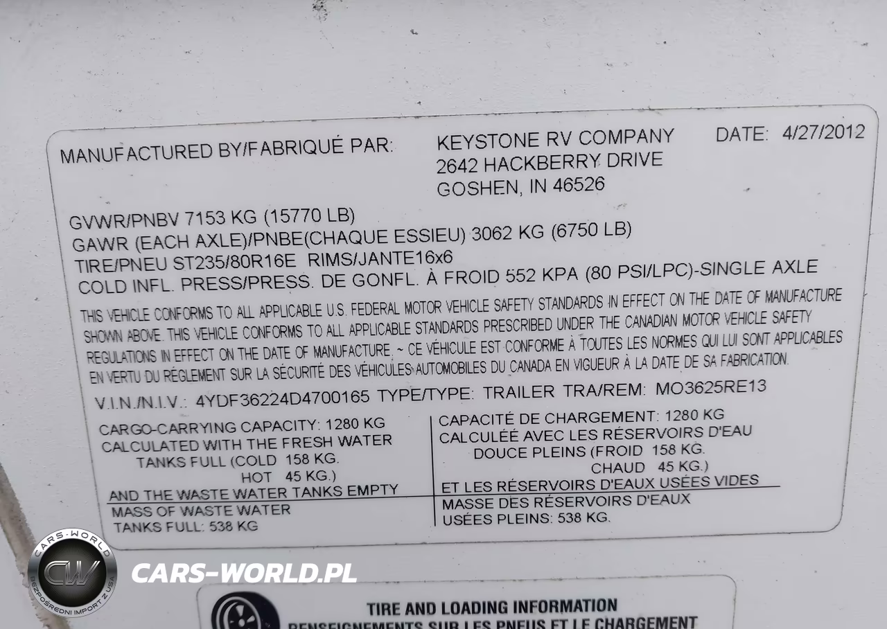 2013 Keystone Rv Other VIN:4YDF36224D4700165 - 9