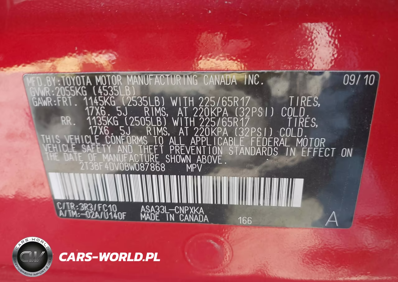 2011 Toyota Rav4 VIN:2T3BF4DV0BW087868 - 9