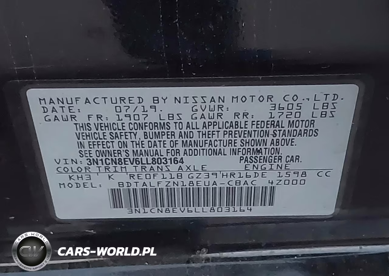 2020 Nissan Versa Sv Xtronic Cvt VIN:3N1CN8EV6LL803164 - 9