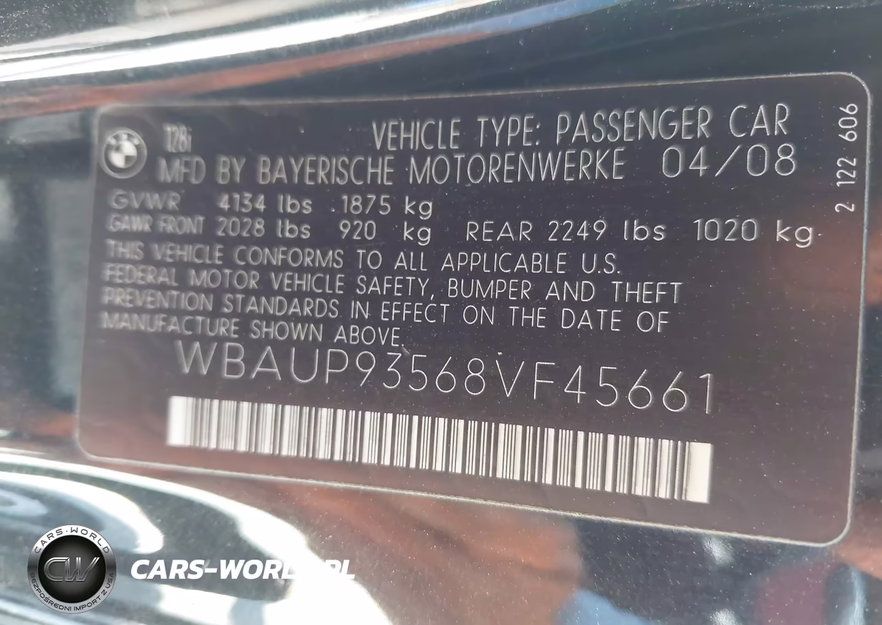 2008 BMW 128I VIN:WBAUP93568VF45661 - 9