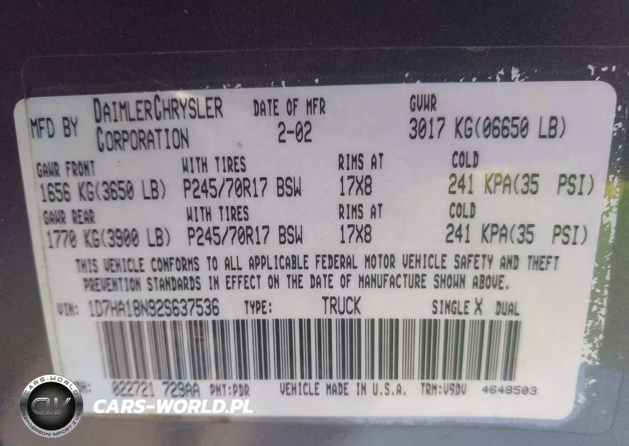 2002 Dodge Ram 1500 St VIN:1D7HA18N92S637536 - 9