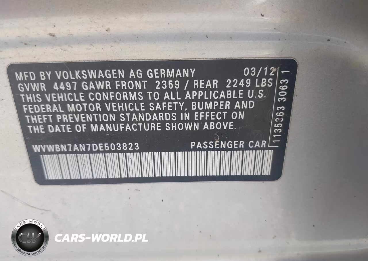 2013 Volkswagen Cc 2.0T Sport VIN:WVWBN7AN7DE503823 - 9