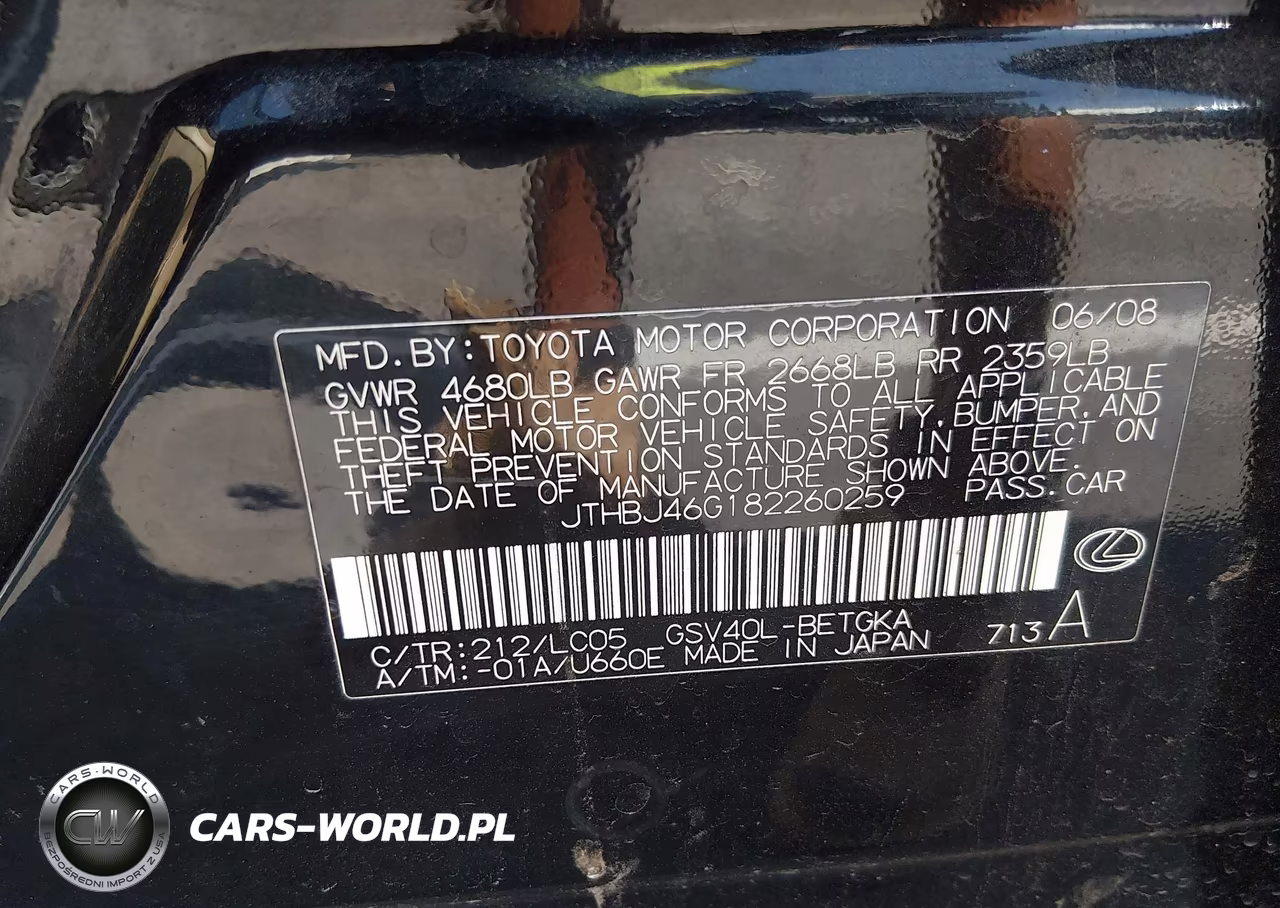 2008 Lexus Es 350 VIN:JTHBJ46G182260259 - 9