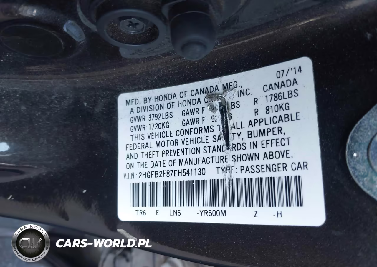 2014 Honda Civic Ex VIN:2HGFB2F87EH541130 - 9