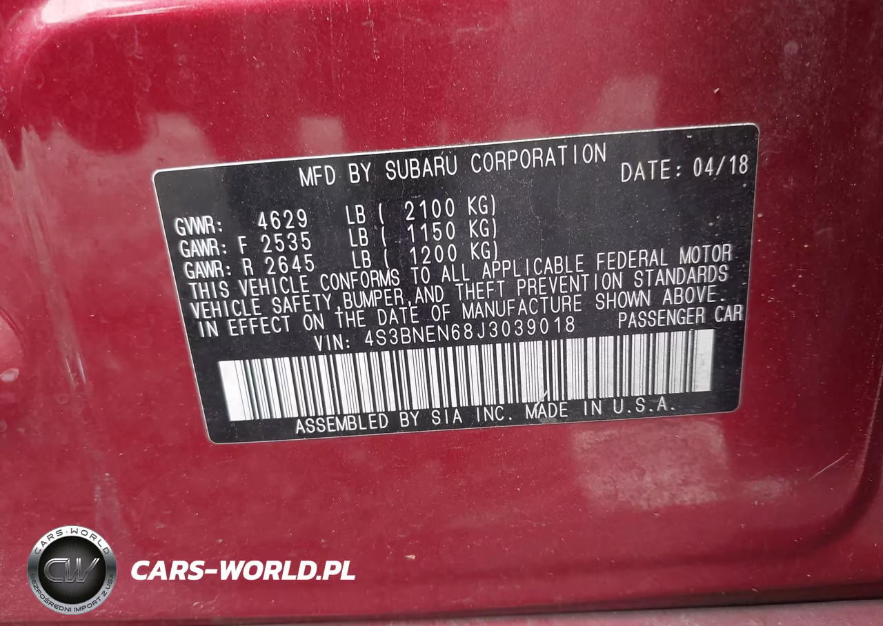 2018 Subaru Legacy 3.6R Limited VIN:4S3BNEN68J3039018 - 9