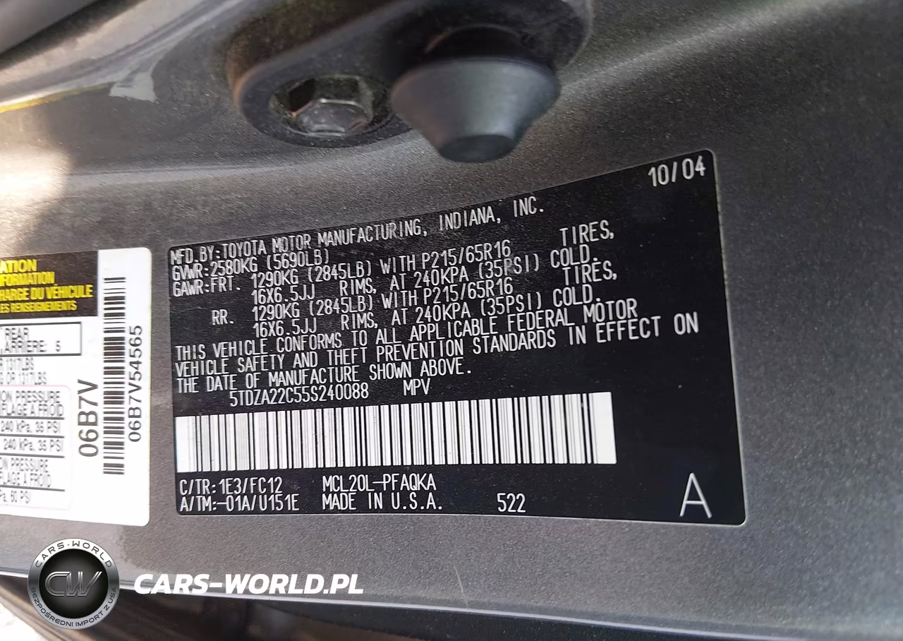 2005 Toyota Sienna Xle VIN:5TDZA22C55S240088 - 9