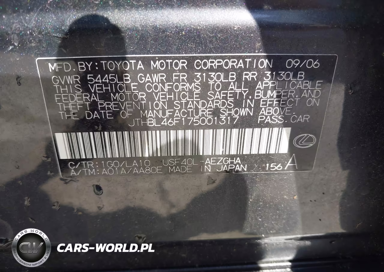 2007 Lexus Ls 460 VIN:JTHBL46F175001317 - 9