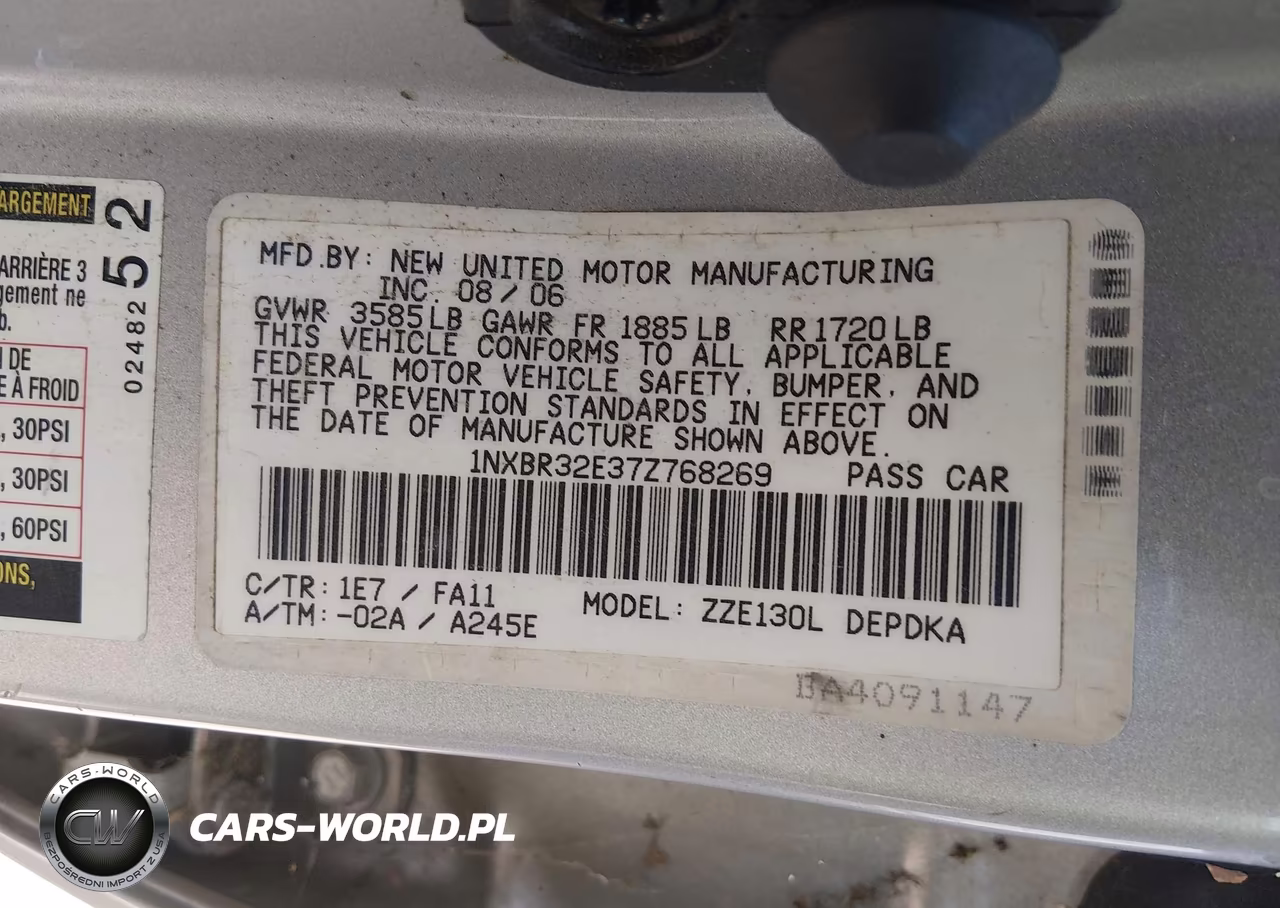 2007 Toyota Corolla Ce VIN:1NXBR32E37Z768269 - 9