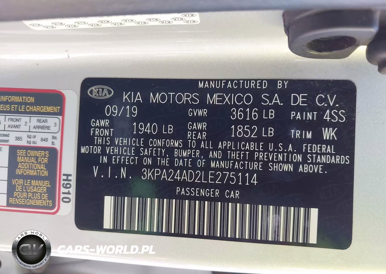 2020 Kia Rio S VIN:3KPA24AD2LE275114 - 9