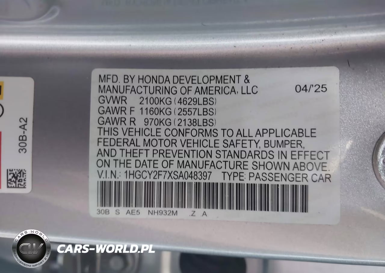 2025 Honda Accord Hybrid Sport-L VIN:1HGCY2F7XSA048397 - 9