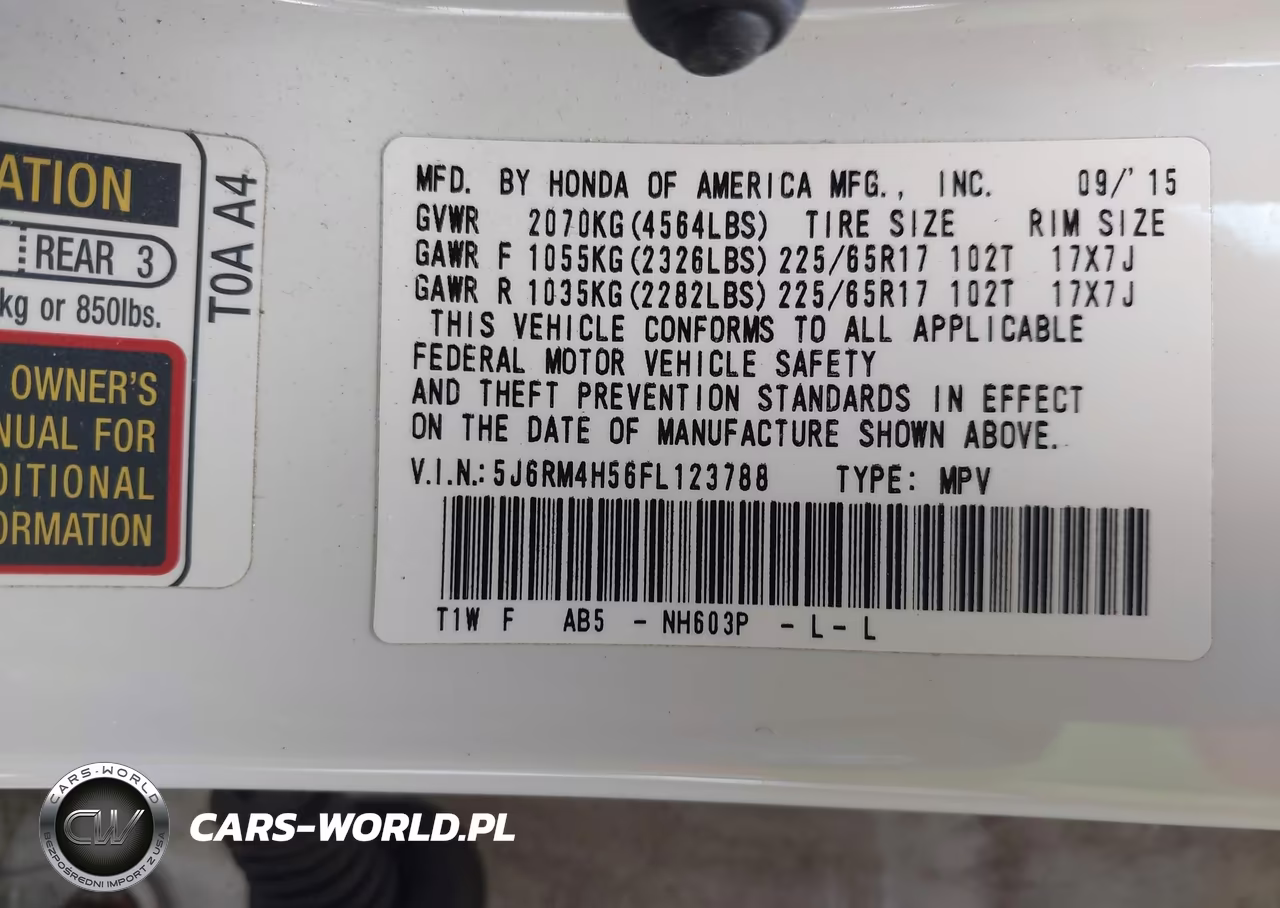 2015 Honda Cr-V Ex VIN:5J6RM4H56FL123788 - 9
