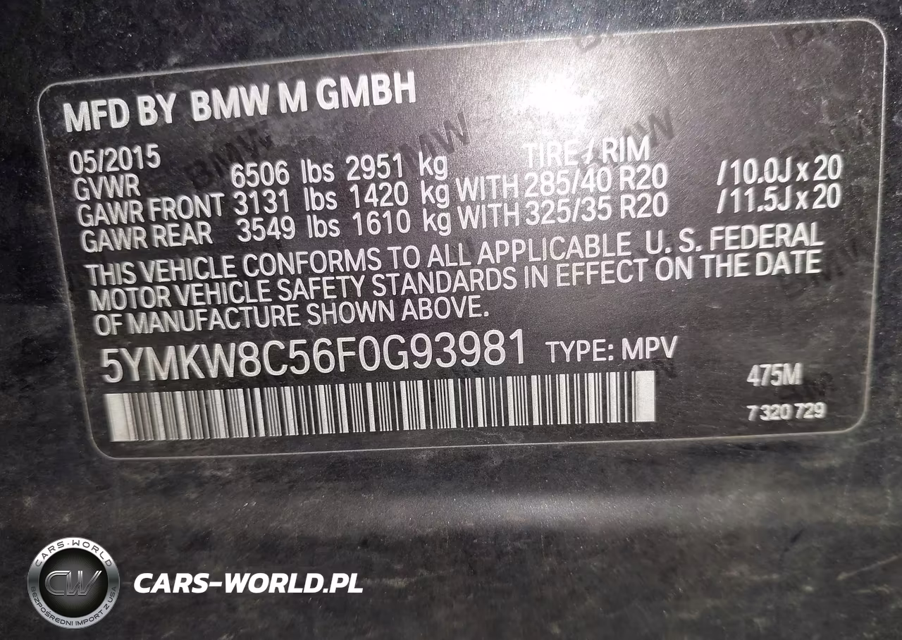 2015 BMW X6 M VIN:5YMKW8C56F0G93981 - 9