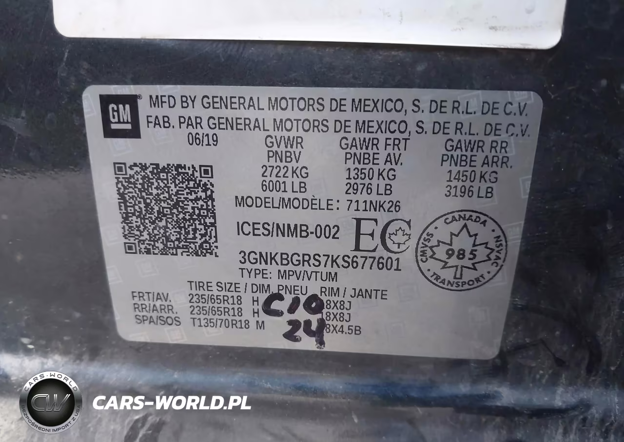 2019 Chevrolet Blazer 3.6 VIN:3GNKBGRS7KS677601 - 9