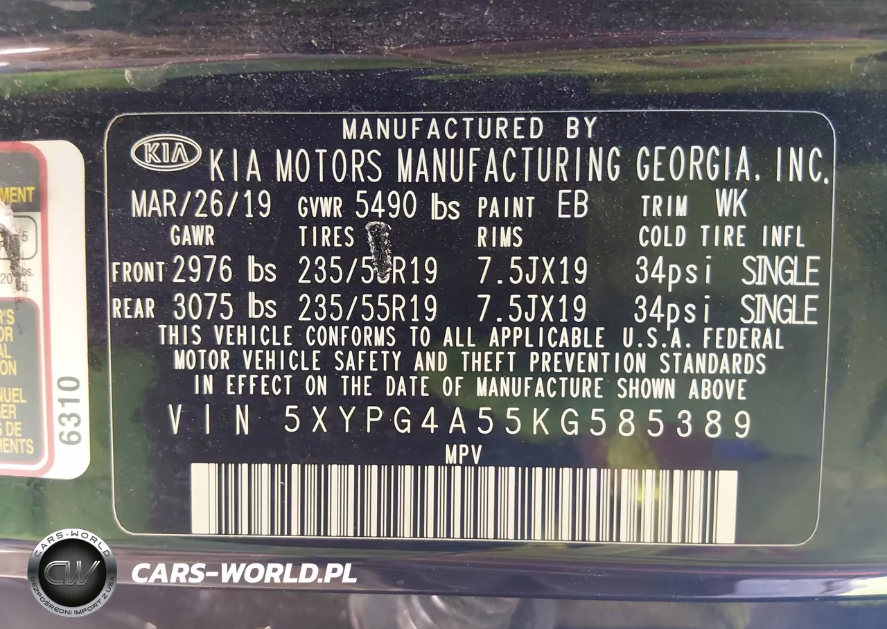 2019 Kia Sorento 3.3L S VIN:5XYPG4A55KG585389 - 9