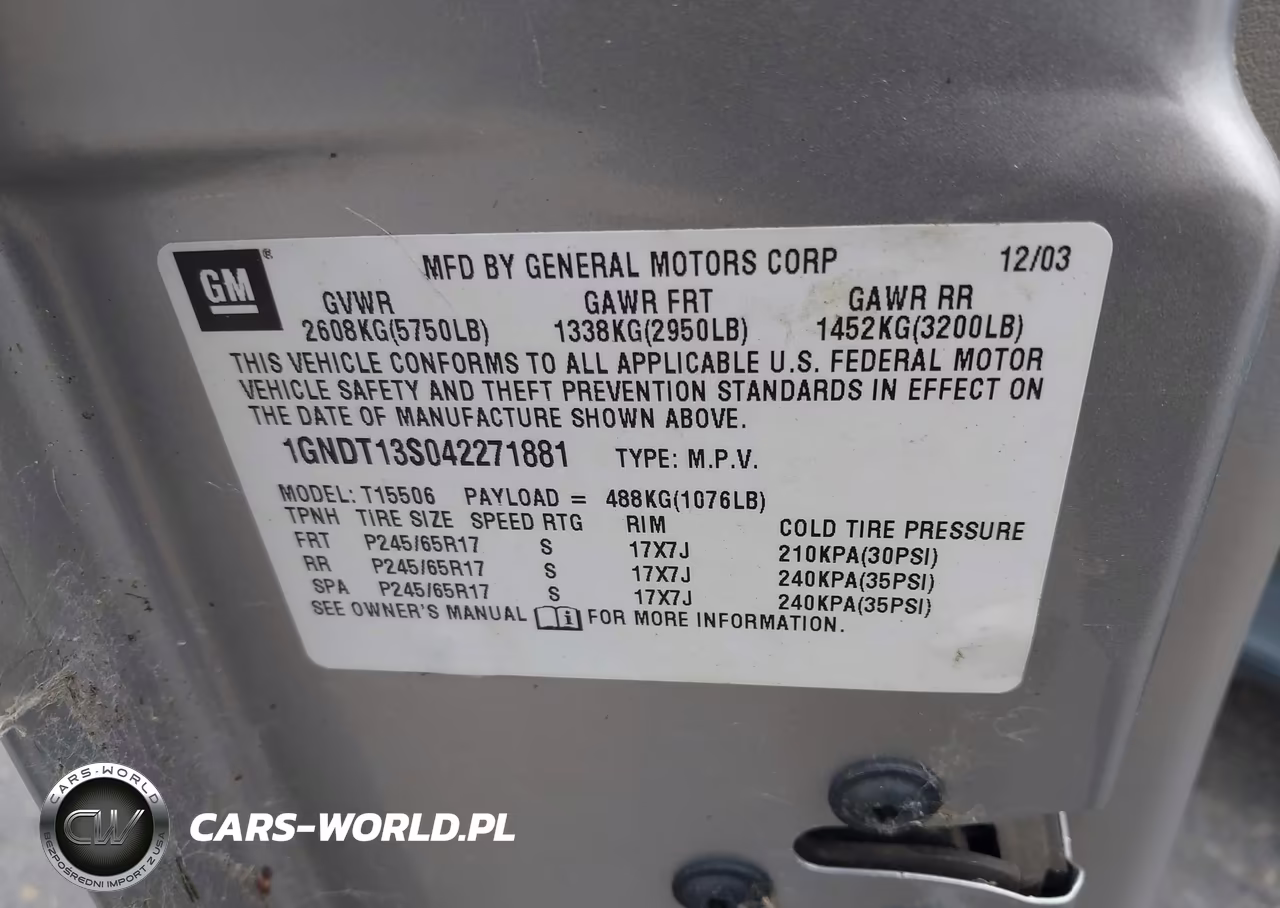2004 Chevrolet Trailblazer Lt VIN:1GNDT13S042271881 - 9